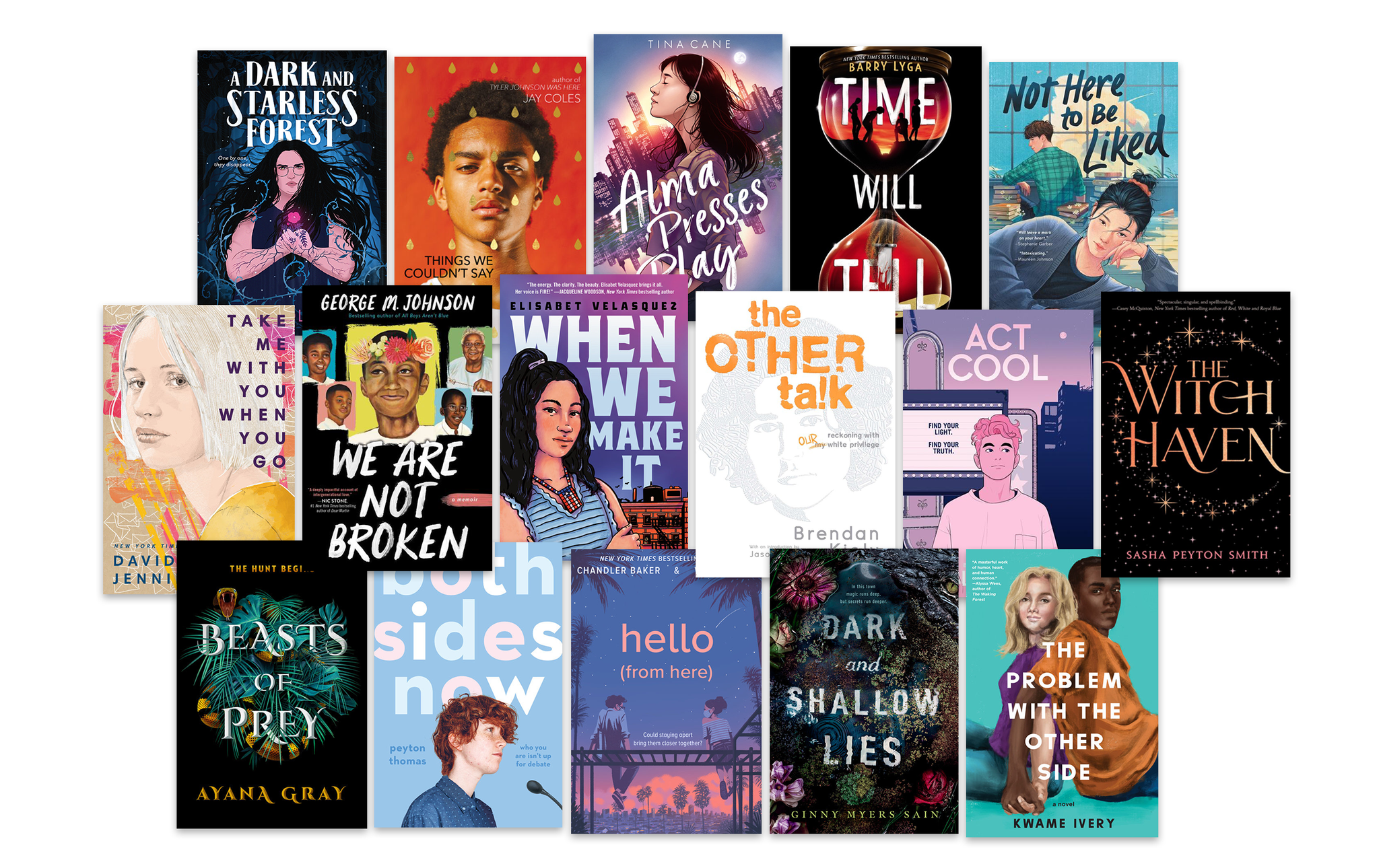 An image featuring a bunch of new YA novels.